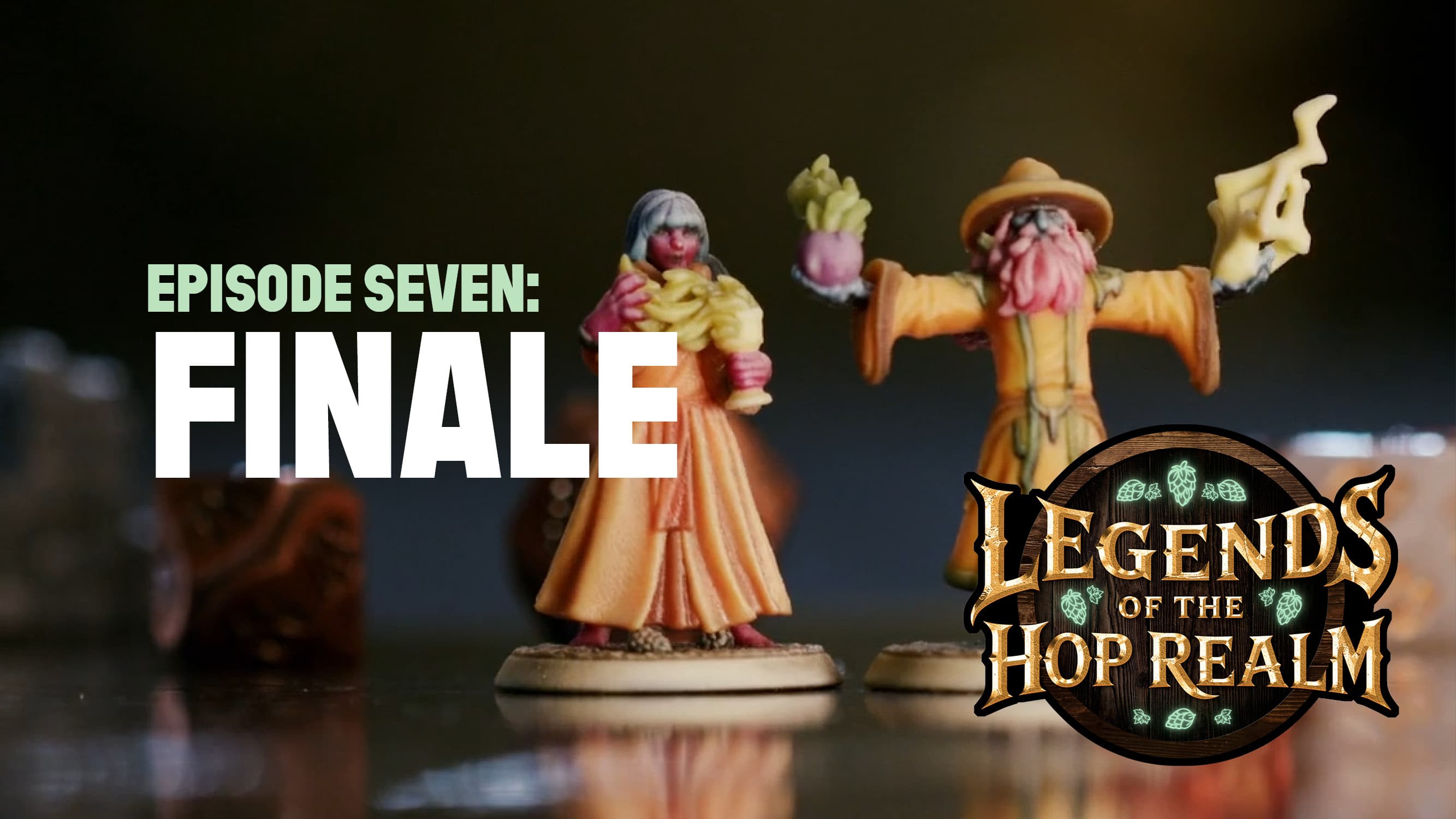 Episode title and logo in front of an image of two figurines