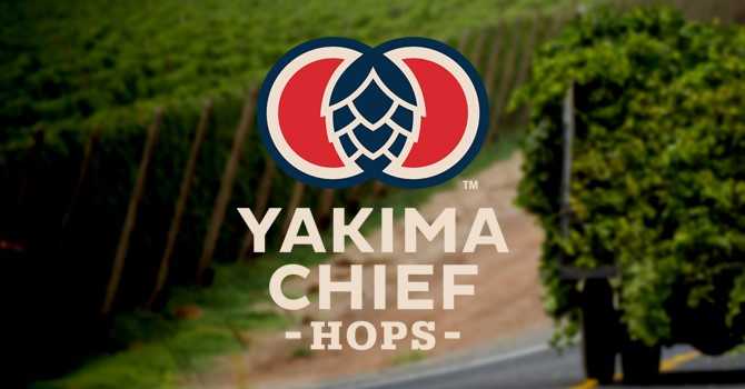 hop fields with yakima chief hops logo in the center